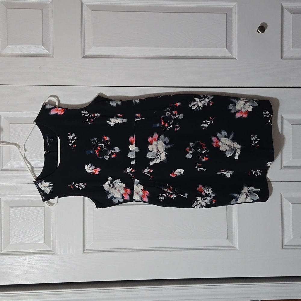 Blue & Pink Floral Sleeveless Dress w/Pockets, Size 12, Excellent Like New Cond